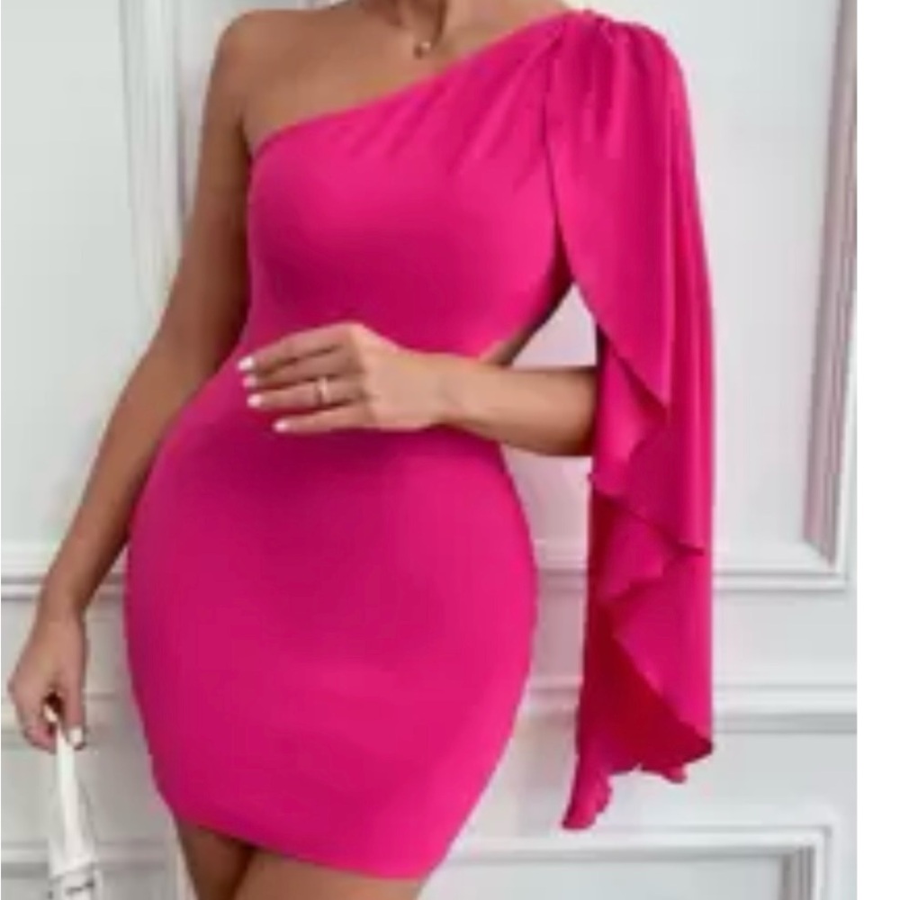 Pink One-Shoulder Dress